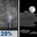 Thursday Night: Isolated Showers And Thunderstorms then Partly Cloudy