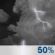 Sunday Night: A chance of showers and thunderstorms. Mostly cloudy, with a low around 57. Chance of precipitation is 50%. Sunday Night: Chance Showers And Thunderstorms