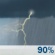 Monday: Rain showers before 8am, then showers and thunderstorms. Cloudy, with a high near 63. South wind 5 to 10 mph, with gusts as high as 25 mph. Chance of precipitation is 90%. New rainfall amounts between three quarters and one inch possible. Monday: Showers And Thunderstorms