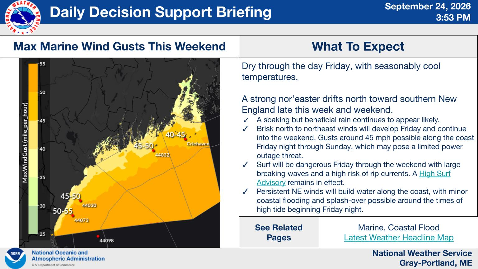 NWS Gray, Maine primary briefing slide
