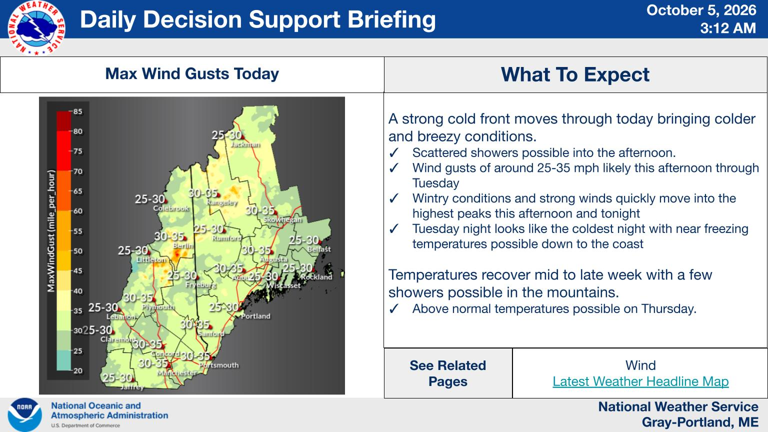 NWS Gray, Maine primary briefing slide