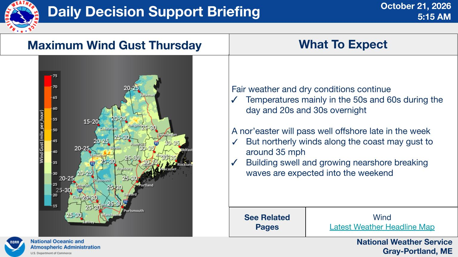 NWS Gray, Maine primary briefing slide