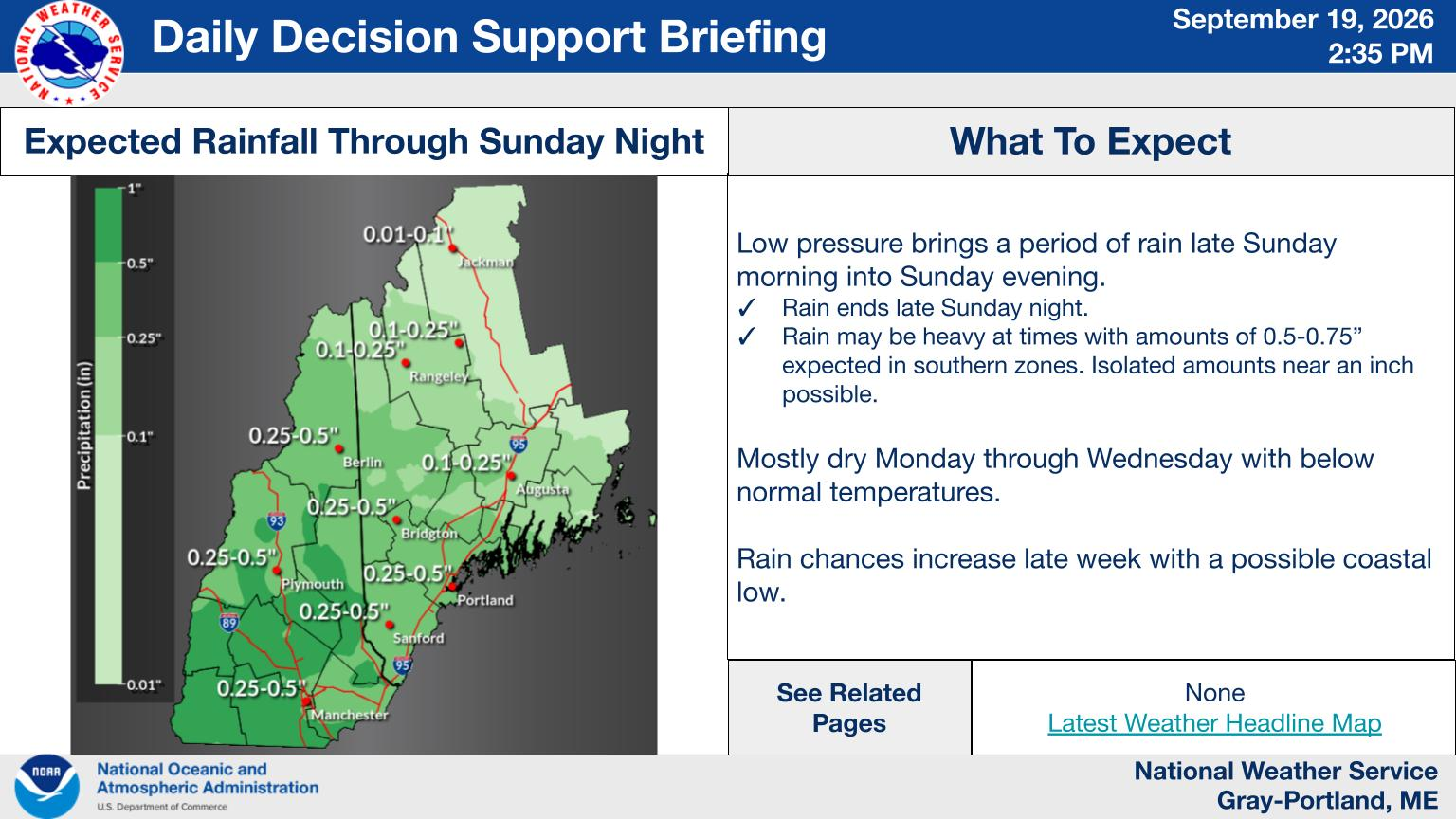 NWS Gray, Maine primary briefing slide